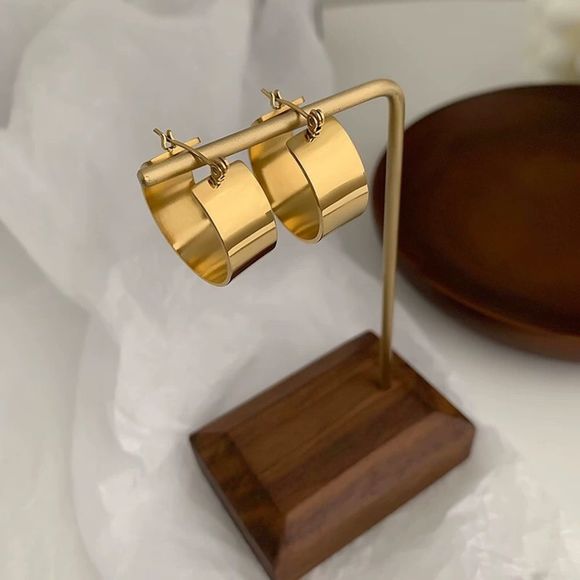 18K Gold Plated Cebelle Thin Blade C Hoop Earrings - Picture 4 of 8